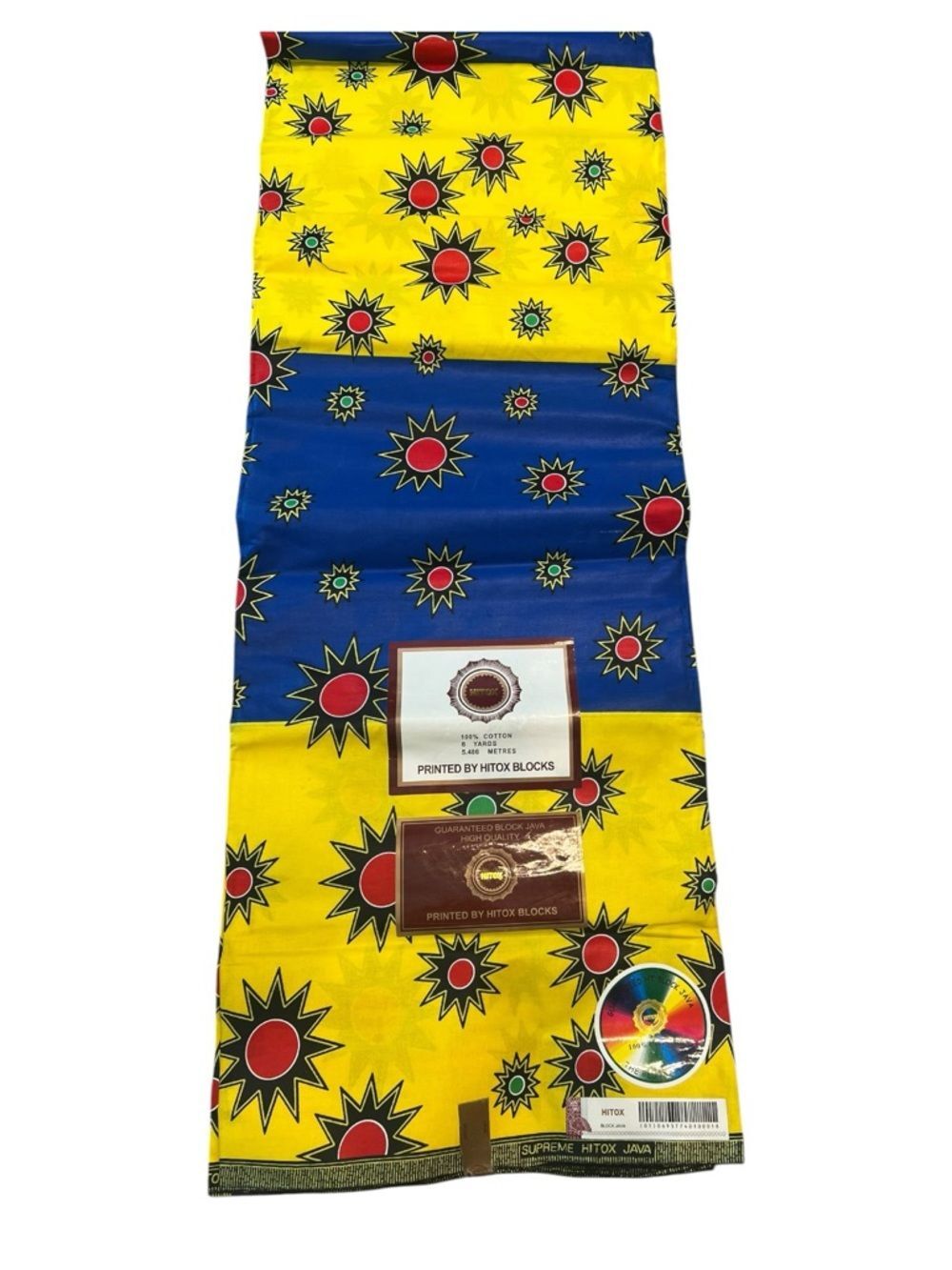 Hitex Java African Wax Print Fabric 6 Yards Aprox 100% Cotton.